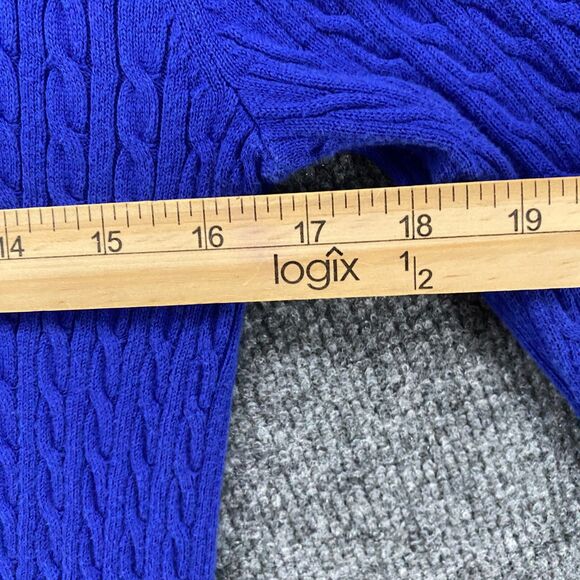 Tommy Hilfiger Sweater Womens M Blue V-Neck Pullover Preppy Academia Classic - Picture 6 of 7